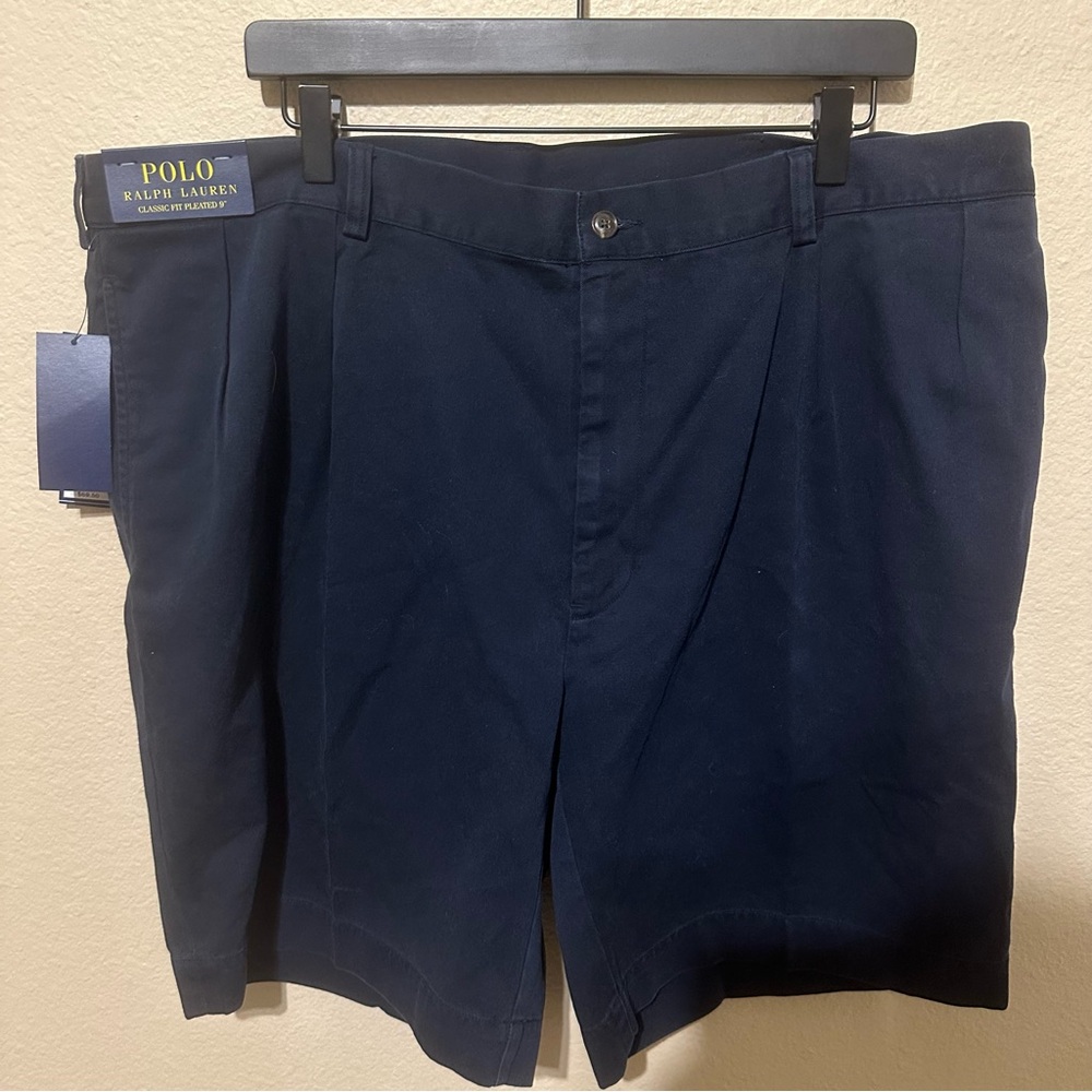 NWT Polo Ralph Lauren Men’s Classic Fit Navy Blue 9” Pleated Shorts